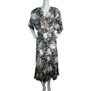 Vintage Floral Rayon Prairie Dress w/ Belt – Romantic Western Garden Party